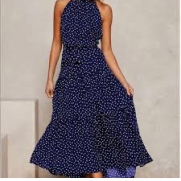Dresses & Skirts - NWT White Dots on Blue Maxi Dress Size L